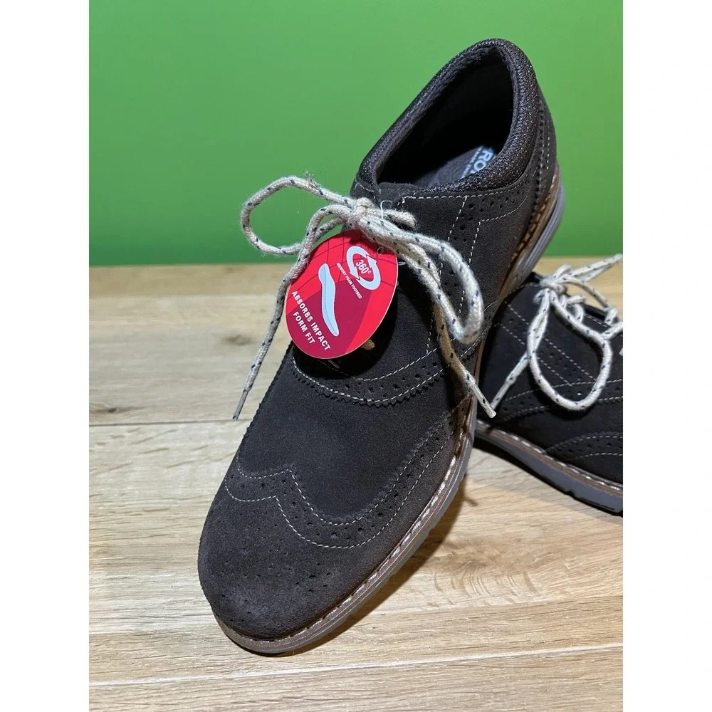 Men's Brown Suede Wingtip Bass Propel Shoes Size 8.5 Preppy Dressy Classic